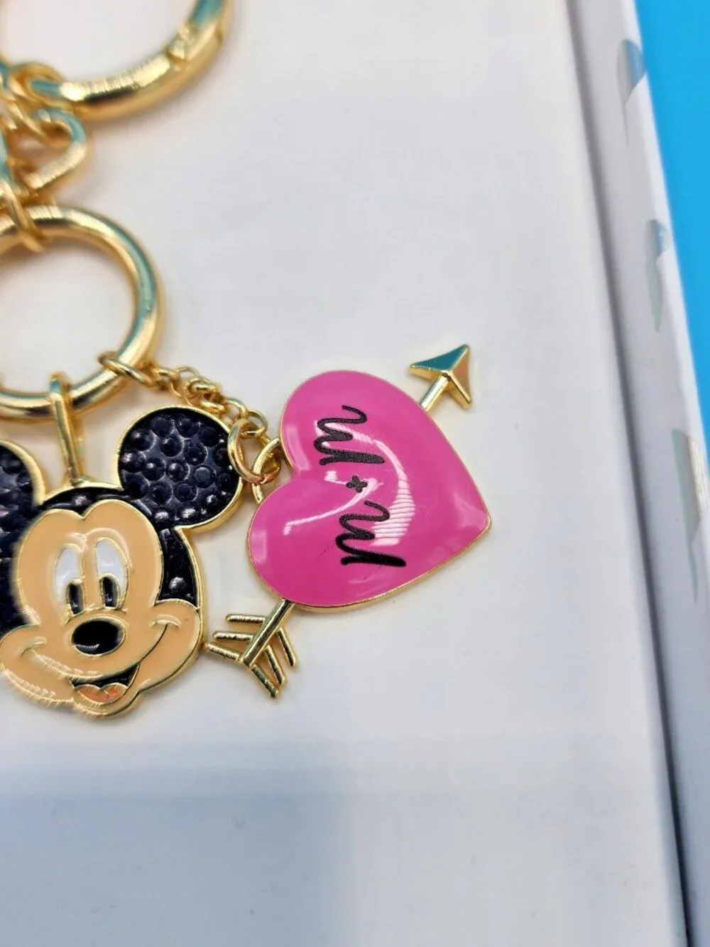 Disney Baublebar Mickey Mouse Minnie Mouse Heart Hands Love Keychain Charm NEW